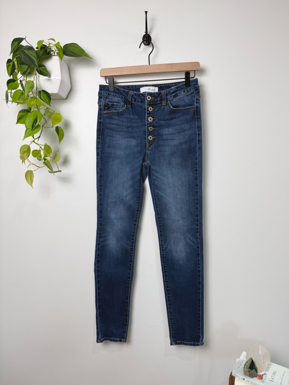 Kancan High Rise Skinny Jeans Button Fly Medium Wash Stretch‎ Denim Womens 28/9